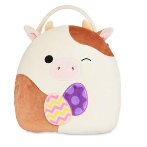 NEW Squishmallow Ronnie The Cow Easter Basket 12 In Plush Bag